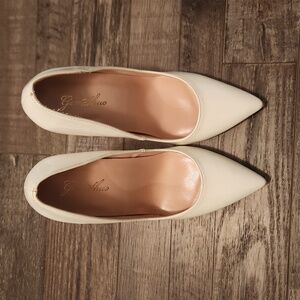 shiny white high heel